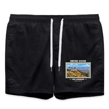 Vereinigte Staaten Los Angeles Vintage Reisemarke - Badeshorts - Schwarz - Vorne - AI Model Male 185 light (185cm)