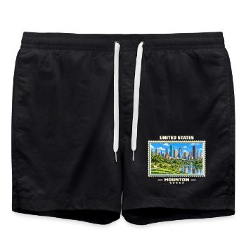Vereinigte Staaten Houston Vintage Reisemarke - Badeshorts - Schwarz - Vorne - AI Model Male 185 light (185cm)
