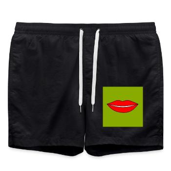 Pop Art lèvres rouge à lèvres affiche cadeau coloré - Short de bain - noir - Devant - AI Model Male 185 light (185cm)