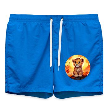 Lion cub in autumn foliage - Romantic sunset desi - Swim Trunks - cobalt blue - Front