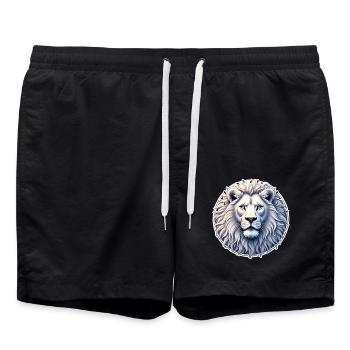 Majestic Portrait of a White Lion - Swim Trunks - black - Front - AI Model Male 185 light (185cm)