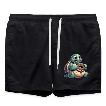 Tortue de dessin animé potelée en look beignet - Short de bain - noir - Devant - AI Model Male 185 light (185cm)