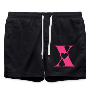 Lettre x Lettre initiale avec coeur - Short de bain - noir - Devant - AI Model Male 185 light (185cm)