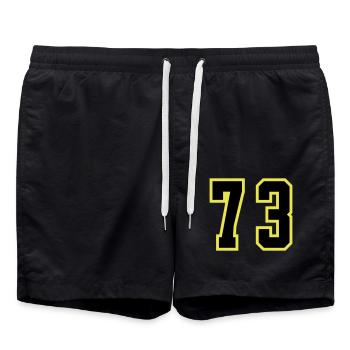 73 Number Jersey - Swim Trunks - black - Front - AI Model Male 185 light (185cm)