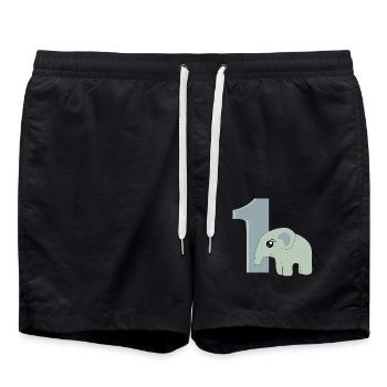 1er anniversaire numéro 1 éléphant bébé - Short de bain - noir - Devant - AI Model Male 185 light (185cm)