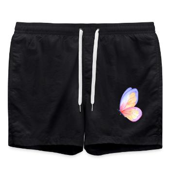 Schmetterling, bunt, Aquarell, Malerei - Badeshorts - Schwarz - Vorne - AI Model Male 185 light (185cm)