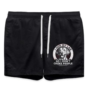 I Hug My Lab So I Dont Choke People | Labrador - Swim Trunks - black - Front - AI Model Male 185 light (185cm)
