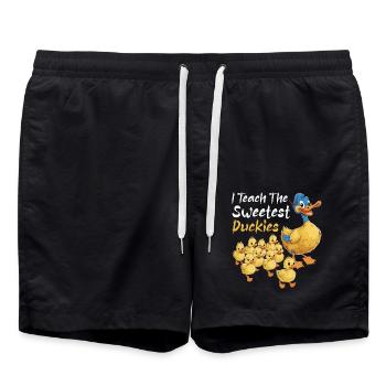 I Teach The Sweetest Duckies Teacher Rubber Duck - Swim Trunks - black - Front - AI Model Male 185 light (185cm)