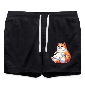 Chat tigré potelé Illustration relaxante - Short de bain - noir - Devant - AI Model Male 185 light (185cm)