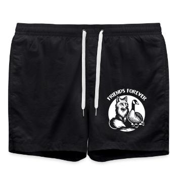 Fox and Goose in Friendship Love and Peace - Swim Trunks - black - Front - AI Model Male 185 light (185cm)