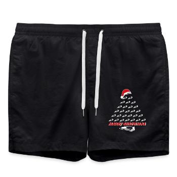 Meowy Christmas Cat - Swim Trunks - black - Front - AI Model Male 185 light (185cm)