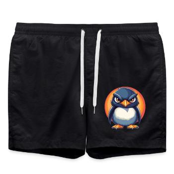 Grumpy Penguin - Swim Trunks - black - Front - AI Model Male 185 light (185cm)