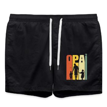 Opa hoch 2 zweifacher opa mit 2 enkelkinder - Badeshorts - Schwarz - Vorne - AI Model Male 185 light (185cm)