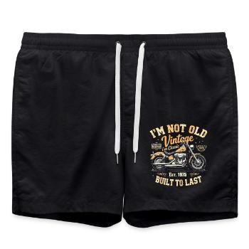 Vintage 1975 Born Motorcycle Birthday Gift - Swim Trunks - black - Front - AI Model Male 185 light (185cm)