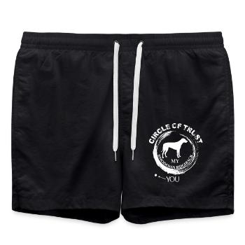 Rhodesian Ridgeback Circle Of Trust - Swim Trunks - black - Front - AI Model Male 185 light (185cm)