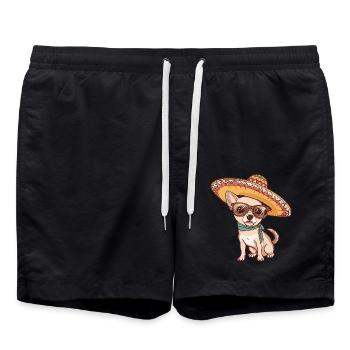 Chihuahua chien drôle sombrero - Short de bain - noir - Devant - AI Model Male 185 light (185cm)