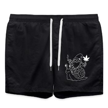 Lässiger Zwerg auf Schnecke mit Joint - Badeshorts - Schwarz - Vorne - AI Model Male 185 light (185cm)
