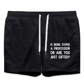 Is being stupid a progression or are you just gift - Swim Trunks - black - Front - AI Model Male 185 light (185cm)