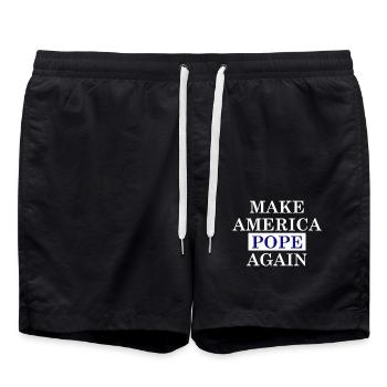 Make America POPE again - white - Badeshorts - Schwarz - Vorne - AI Model Male 185 light (185cm)