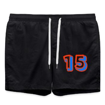 15. 15 YEARS. 15th ANNIVERSARY. 15 YEAR ANNIVERSARY. - Swim Trunks - black - Front - AI Model Male 185 light (185cm)