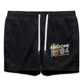 1984 Né Vintage Rétro Cadeau d’anniversaire - Short de bain - noir - Devant - AI Model Male 185 light (185cm)