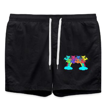 Rainbow LGBT Bats Halloween Gay Pride - Swim Trunks - black - Front - AI Model Male 185 light (185cm)
