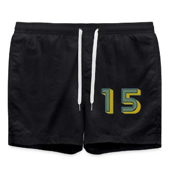 15. 15 YEARS. 15th ANNIVERSARY. 15 YEAR ANNIVERSARY. - Swim Trunks - black - Front - AI Model Male 185 light (185cm)