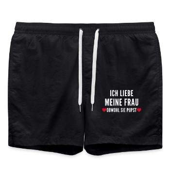 Ich liebe meine Frau obwohl sie pupst - Badeshorts - Schwarz - Vorne - AI Model Male 185 light (185cm)