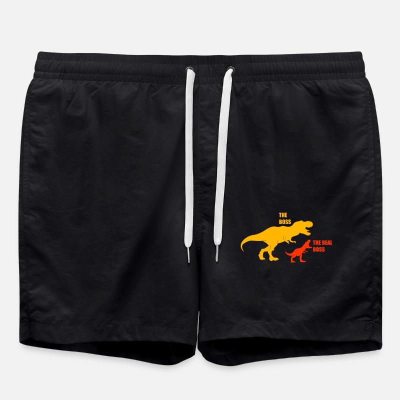Dad Son T-Rex dinosaurs - Swim Trunks - black