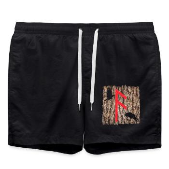 Rune Ansuz avec les corbeaux d’Odin - Short de bain - noir - Devant - AI Model Male 185 light (185cm)