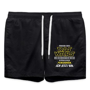 Pension 2025 Das wars - Glücklicher Pensionär - Badeshorts - Schwarz - Vorne - AI Model Male 185 light (185cm)