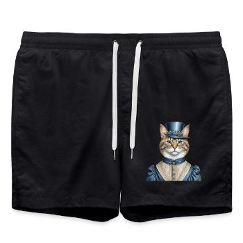 Frau Katze - Badeshorts - Schwarz - Vorne - AI Model Male 185 light (185cm)