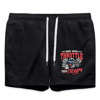 Vollgas ist meine Therapie Drag Racing Car - Badeshorts - Schwarz - Vorne - AI Model Male 185 light (185cm)