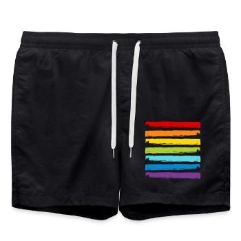 Rainbow LGBT LGBTQ CSD Symbole Modèle Gay Pride - Short de bain - noir - Devant - AI Model Male 185 light (185cm)