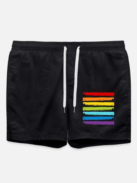 Regenbogen LGBT LGBTQ CSD Symbol Muster Gay Pride - Badeshorts - Schwarz