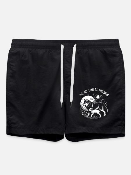 Wolf und Lamm wir können alle Freunde sein - Badeshorts - Schwarz