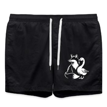 Fox and Goose in Friendship Love and Peace - Swim Trunks - black - Front - AI Model Male 185 light (185cm)