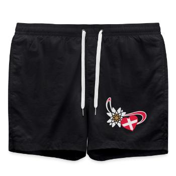 Herz mit Edelweiss Schweiz Fahne - Badeshorts - Schwarz - Vorne - AI Model Male 185 light (185cm)