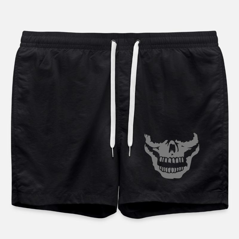 a half skull - Swim Trunks - black