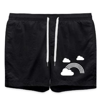Rainbow with clouds - Swim Trunks - black - Front - AI Model Male 185 light (185cm)