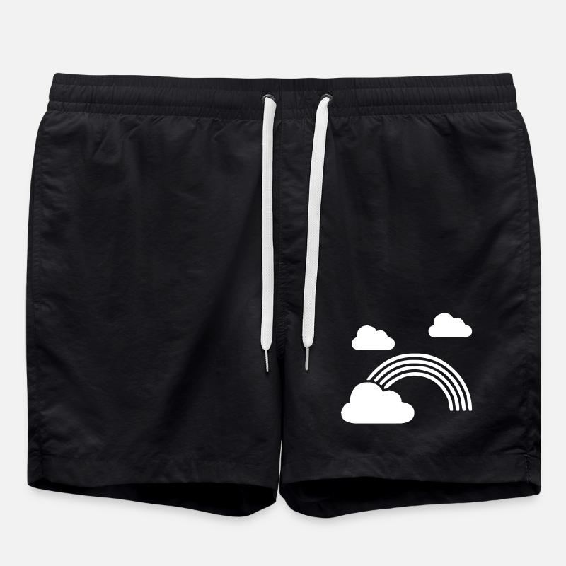 Rainbow with clouds - Swim Trunks - black