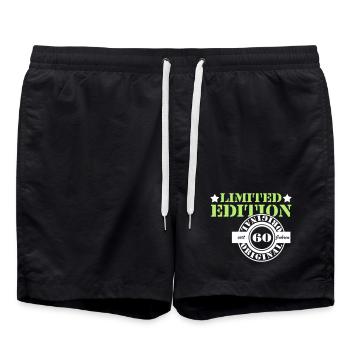 60. Geburtstag , limited Edition orginal 60 (25) - Badeshorts - Schwarz - Vorne - AI Model Male 185 light (185cm)