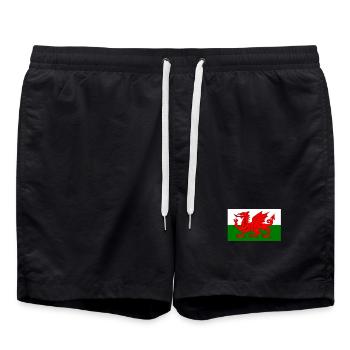 Wales Flagge - Badeshorts - Schwarz - Vorne - AI Model Male 185 light (185cm)