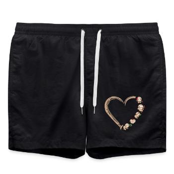Herz Faultier Süßes Sloth Design - Badeshorts - Schwarz - Vorne - AI Model Male 185 light (185cm)