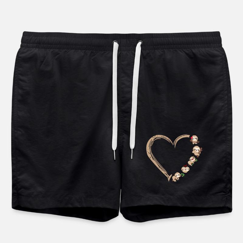 Heart Sloth Cute Sloth Design - Swim Trunks - black