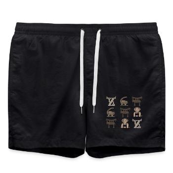 Art tribal africain abstrait - Short de bain - noir - Devant - AI Model Male 185 light (185cm)
