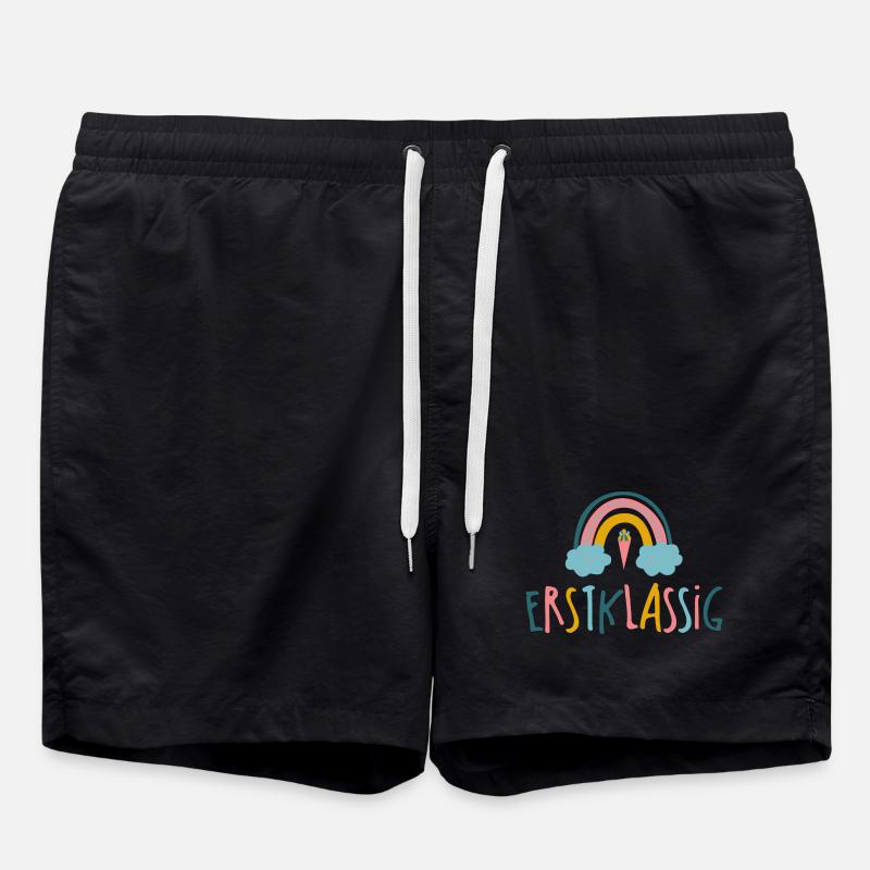 Erstlassig - Schulkind - Regenbogen - Badeshorts - Schwarz
