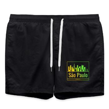La skyline de São Paulo en dégradé néon - Short de bain - noir - Devant - AI Model Male 185 light (185cm)