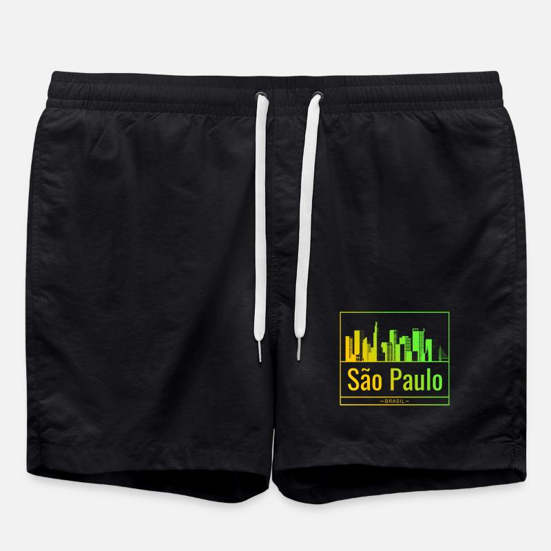 São Paulo skyline in neon gradient - Swim Trunks - black