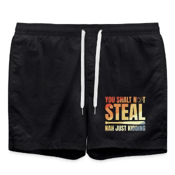 Baseball Joke - Swim Trunks - black - Front - AI Model Male 185 light (185cm)